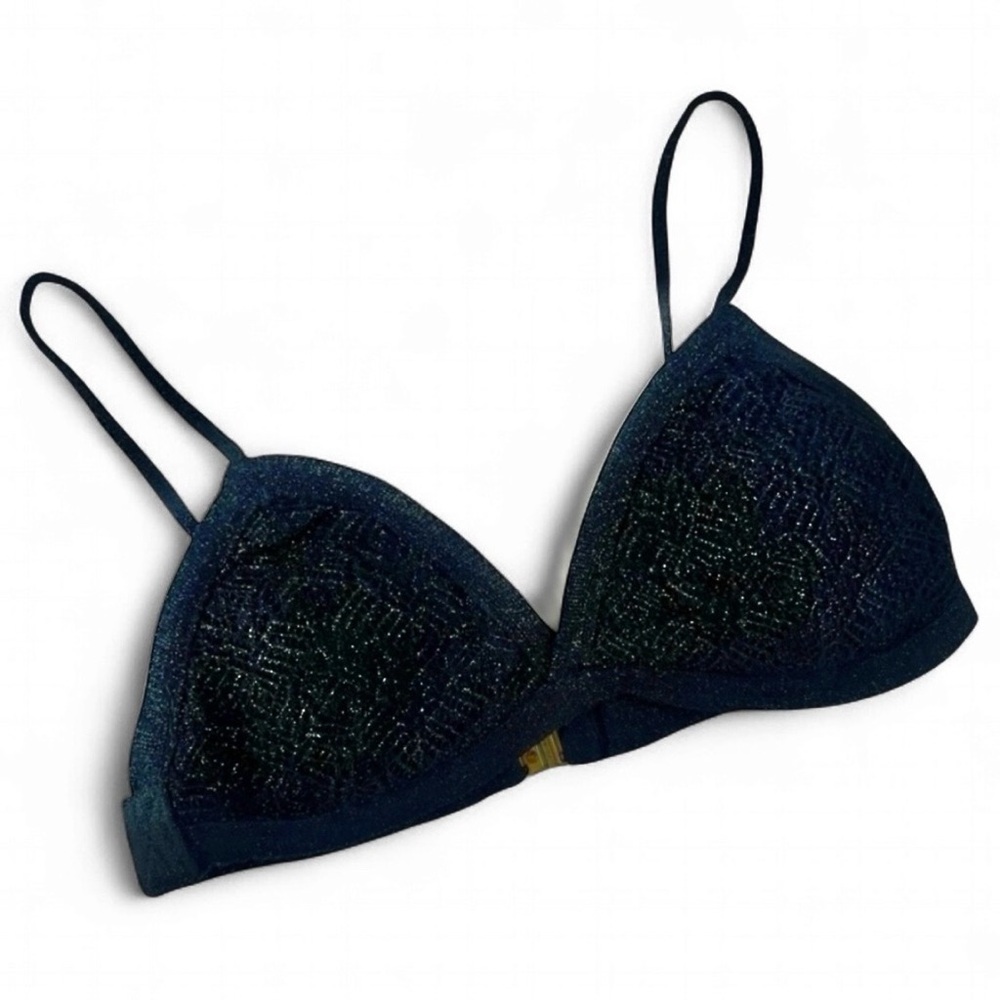 NWT ViX Paula Hermanny Knit Crocheted Lurex Tricot Triangle Bikini Top small